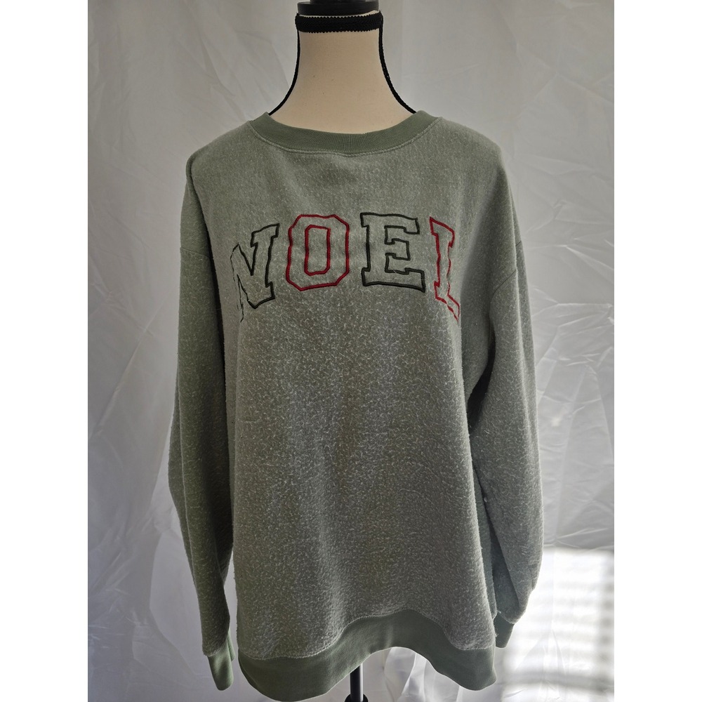 Vintage Womens Green Noel Crewneck Sweatshirt Pullover Casual Holiday‎ XXL